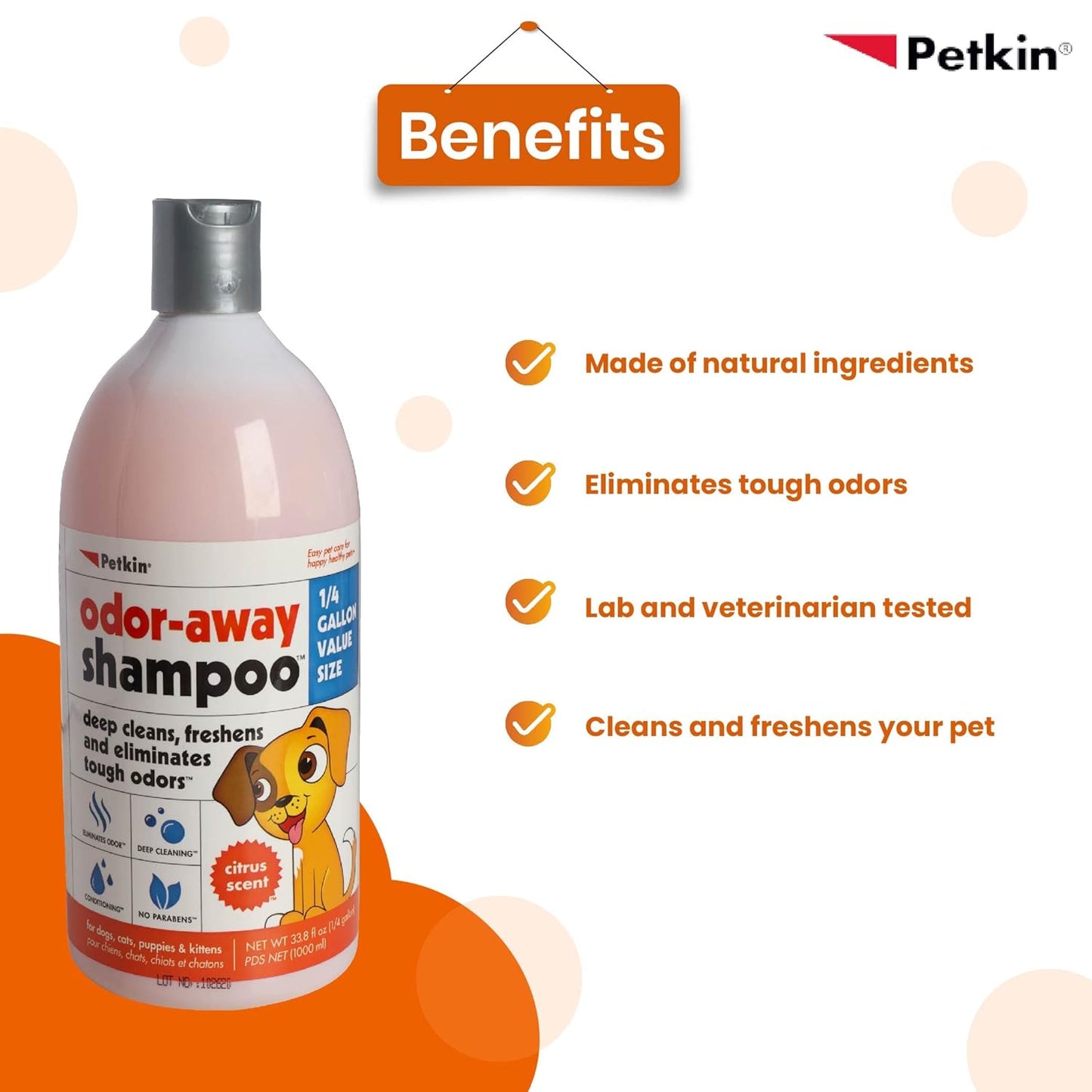 Petkin Odor Away Shampoo 1000 ML