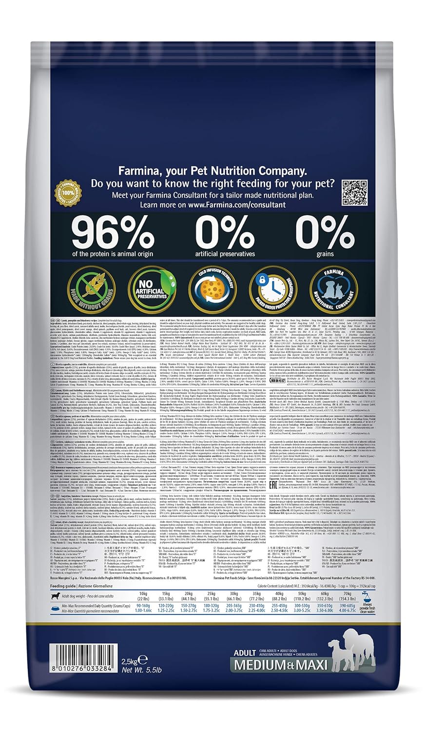 Farmina N&D Pumpkin Lamb & Blueberry Adult Medium Maxi Dog Food – Grain Free