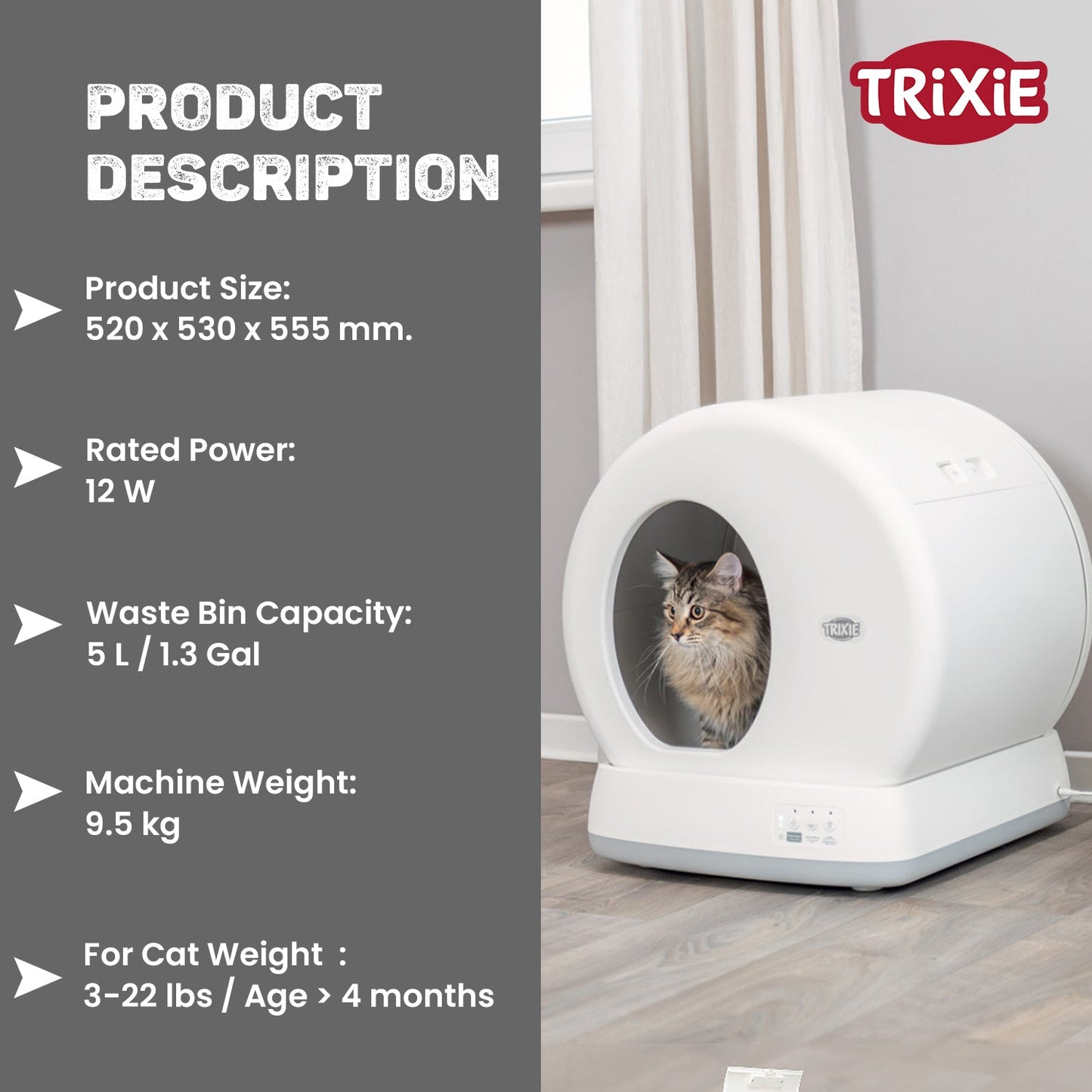 Trixie Self Cleaning Cat Litter Box 53 × 55.5 × 52 cm