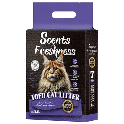Scents of Freshness | Premium Grade Tofu Cat Litter | Lavender Scented | 2.8 kg