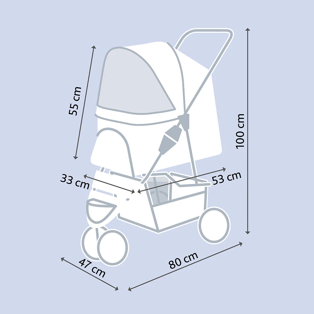 Trixie Grey Buggy For Dogs - Holds Up to 11 kg (47 x 100 x 80 cm)