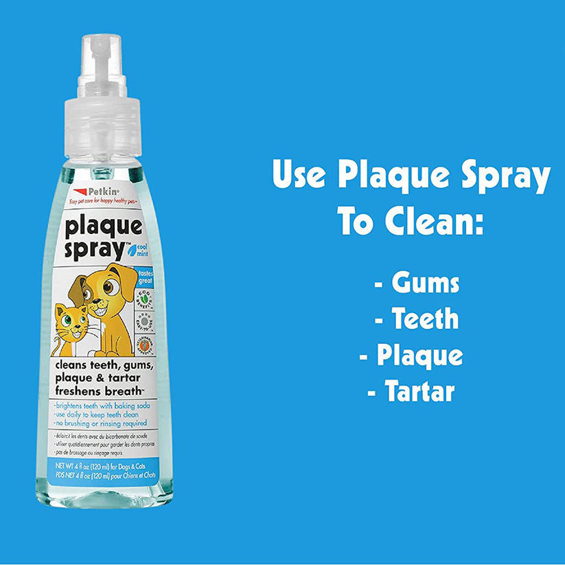 Petkin Cool Mint Plaque Spray for Dogs & Cats | No Brushing Needed | 120 ml