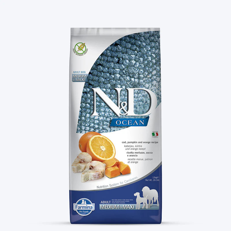 N&D Ocean Codfish & Orange | Adult Medium Maxi | Dry Dog Food | 2.5 kg