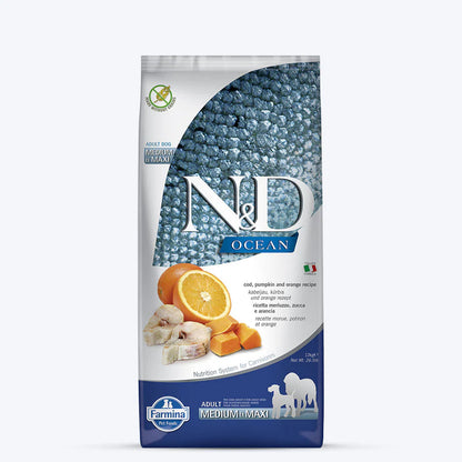 N&D Ocean Codfish & Orange | Adult Medium Maxi | Dry Dog Food | 2.5 kg