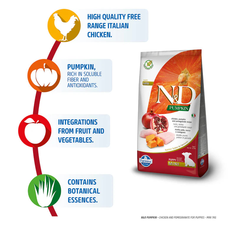 N&D Pumpkin | Chicken & Pomegranate | Puppy Mini | Dry Dog Food | 800 grams
