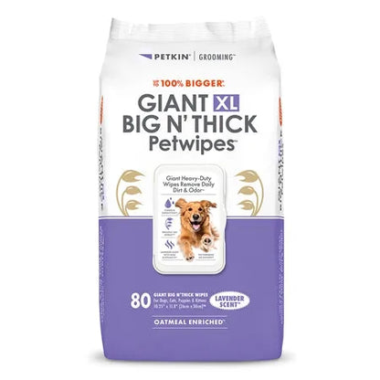 Petkin Gaint Big N' Thick Lavender Scented Petwipes for Dogs and Cats