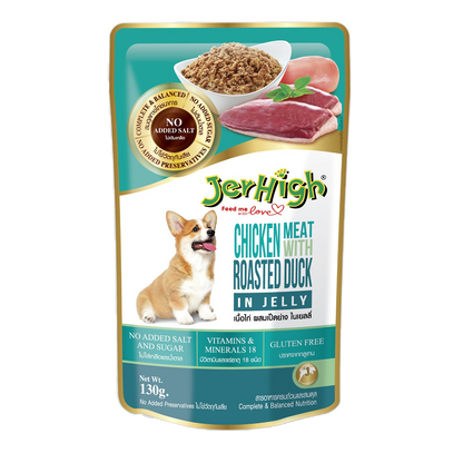 Jerhigh Chicken Meat with Roasted Duck in Jelly Dog Food 130g