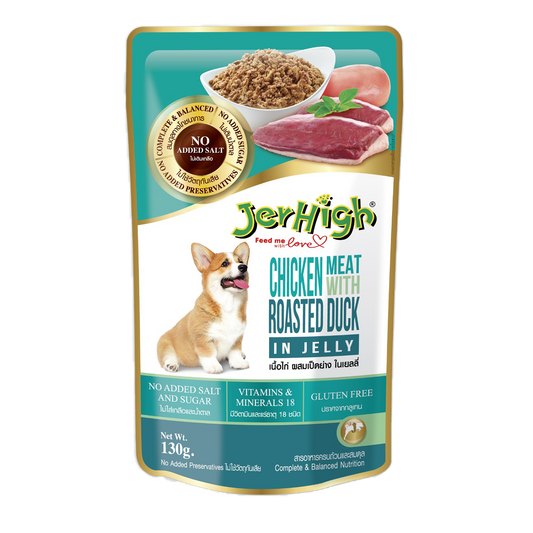 Jerhigh Chicken Meat with Roasted Duck in Jelly Dog Food 130g