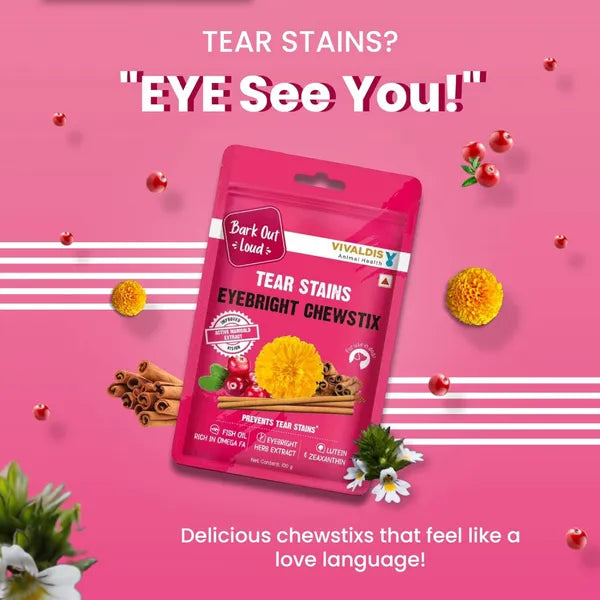 Bark Out Loud Tear Stains Eyebright Chew Stix Dog Treats 100 gm