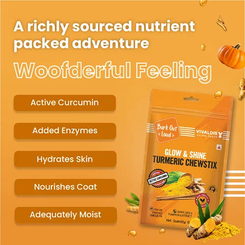 Bark Out Loud Glow and Shine Turmeric Chew Stix for Dogs and Cats 100 gm