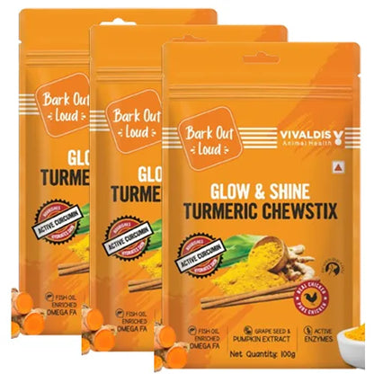 Bark Out Loud Glow and Shine Turmeric Chew Stix for Dogs and Cats 100 gm