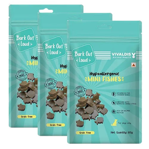 Bark Out Loud Mini Fishes Grain Free & Hypoallergenic Dog Treats 100 gm