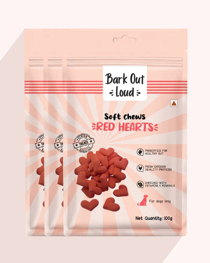 Bark Out Loud Red Hearts Dog Treats 100 gm