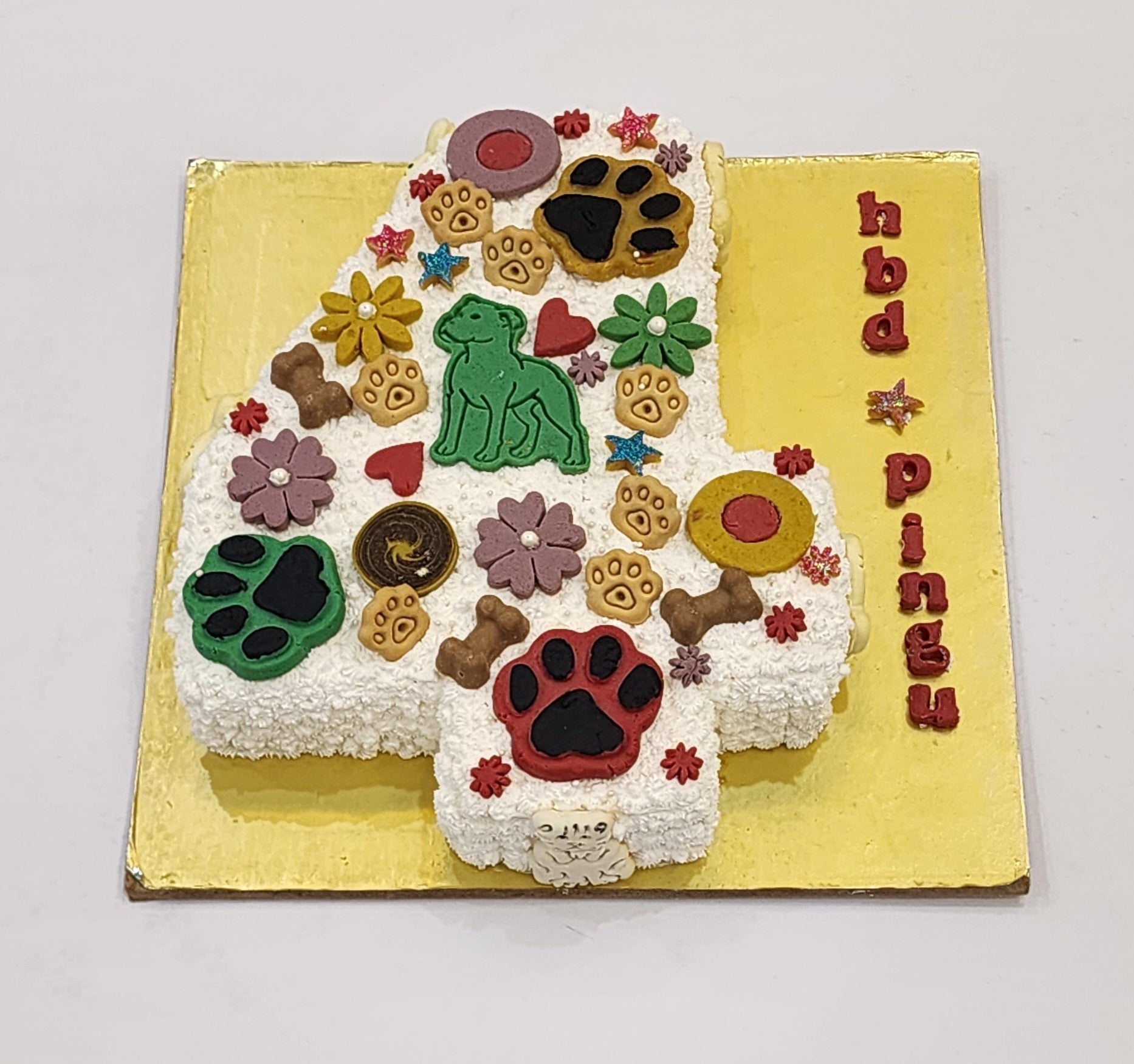 Number 4 birthday cake for dog's second birthday, custom made in Dehradun pet bakery