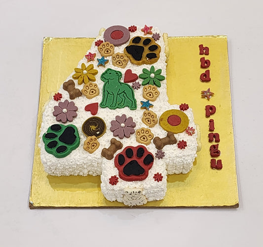 Number 4 birthday cake for dog's second birthday, custom made in Dehradun pet bakery