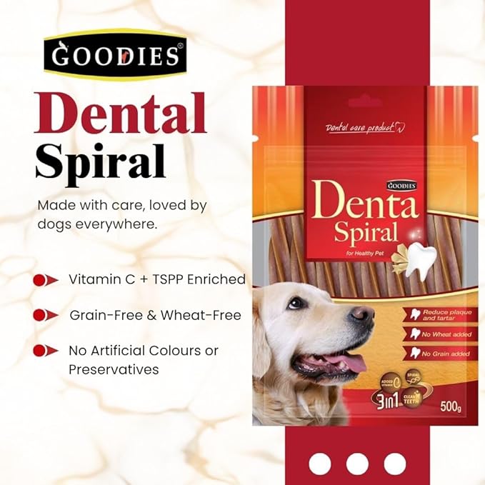 Goodies Dental Spiral | Long-Lasting Oral Care Chews | 500 gm