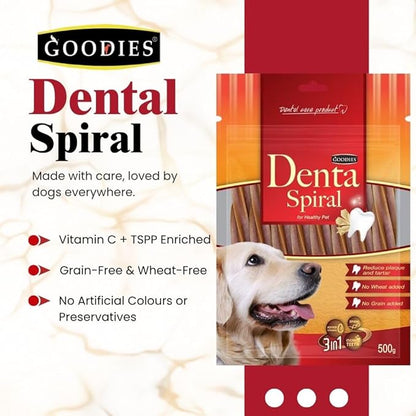 Goodies Dental Spiral | Long-Lasting Oral Care Chews | 500 gm