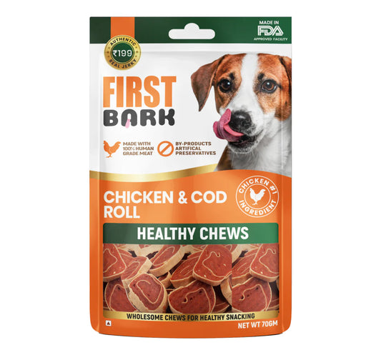 First Bark Chicken & Cod Roll 70 gm