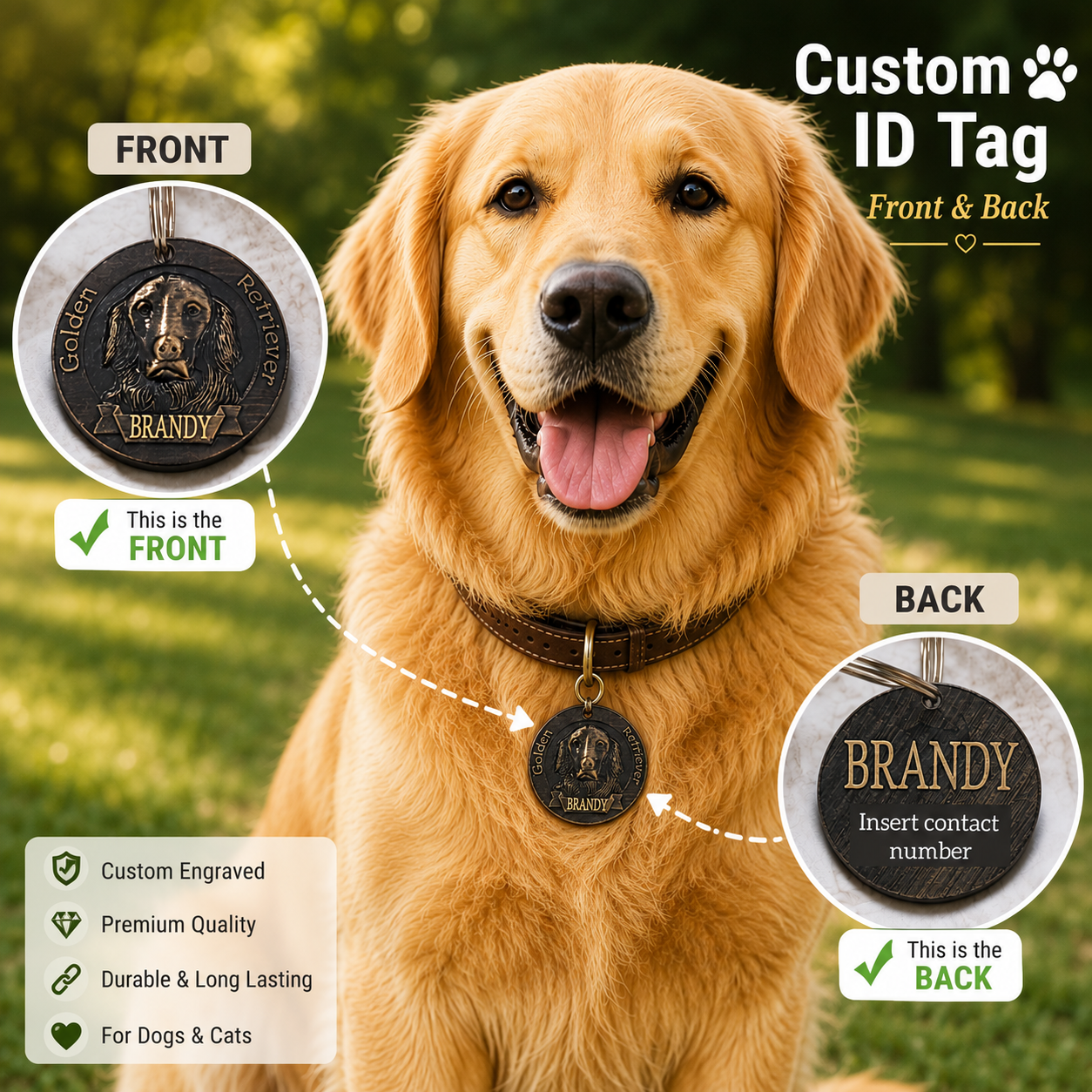Customised Dog ID Tag | Golden Retriever