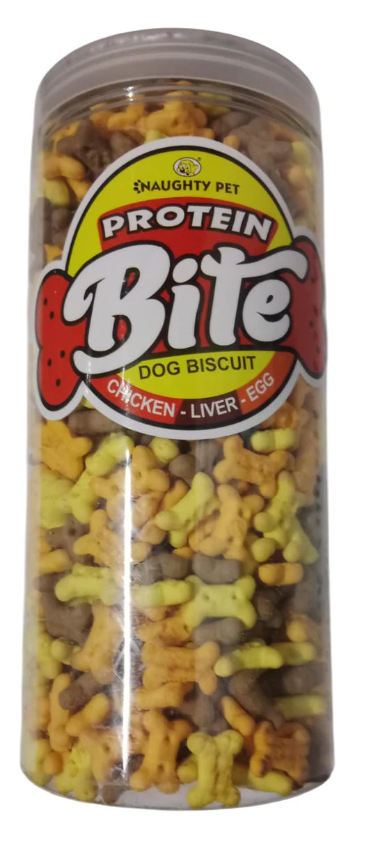 Naughty Pet Protein Bite Biscuits 900 gm Jar