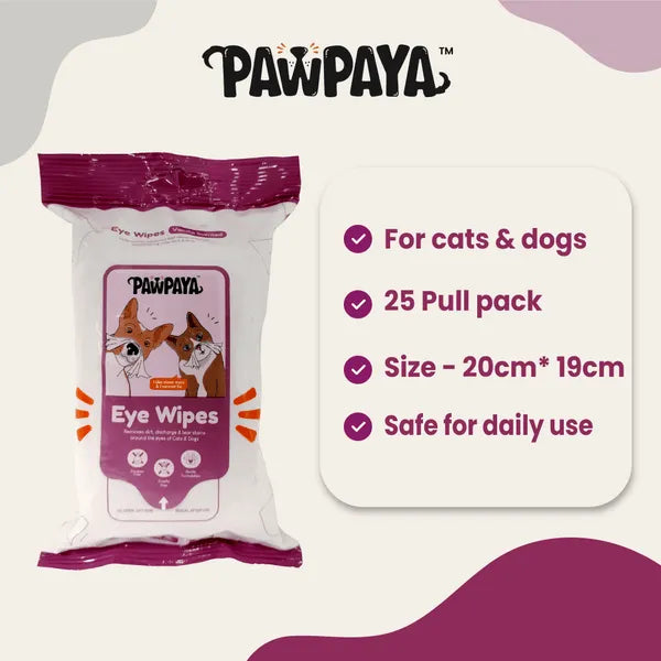 Pawpaya Eye Wipes | 20x18 cm | 25 Pull Pack