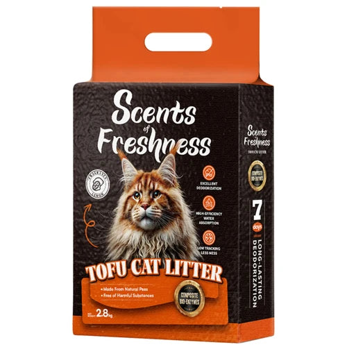 Scents of Freshness | Premium Grade Tofu Cat Litter | Lemon Scented | 2.8 kg