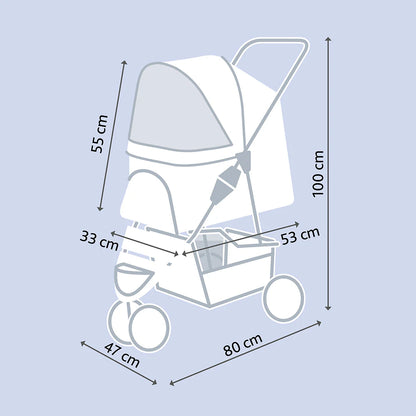 Trixie Grey Buggy For Dogs - Holds Up to 11 kg (47 x 100 x 80 cm)