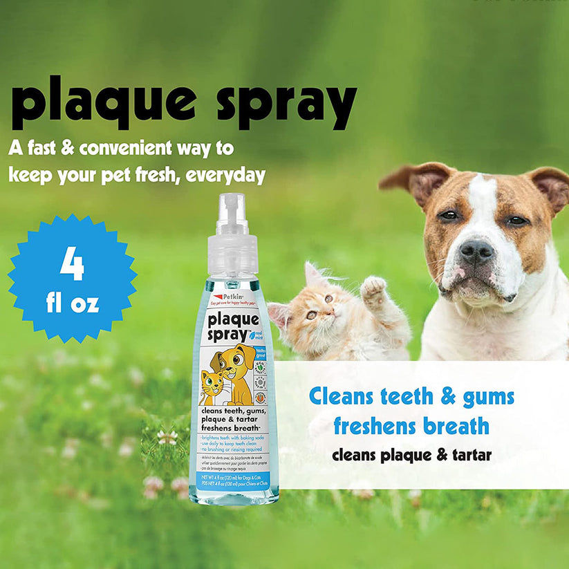 Petkin Cool Mint Plaque Spray for Dogs & Cats | No Brushing Needed | 120 ml